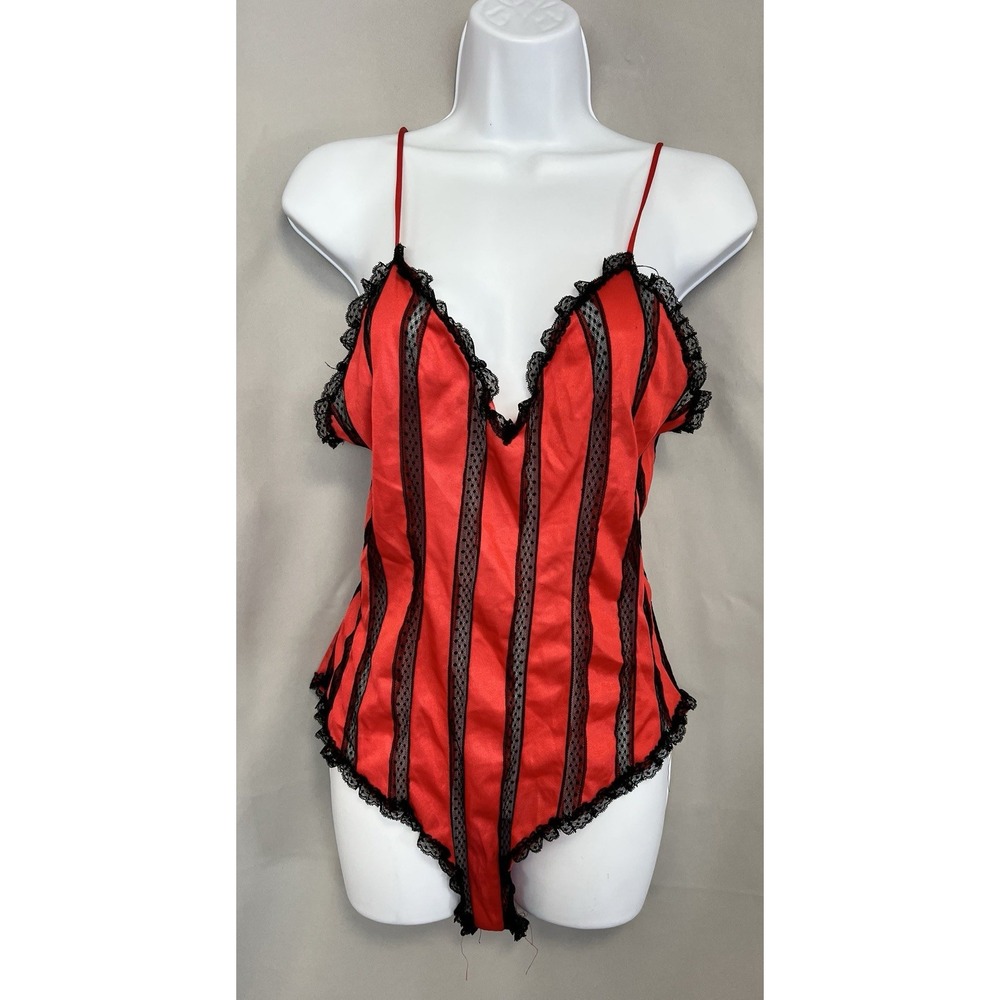 vintage J.C. Penney Romper Sleepwear‎ Red Lace Sz 10 Y2K USA